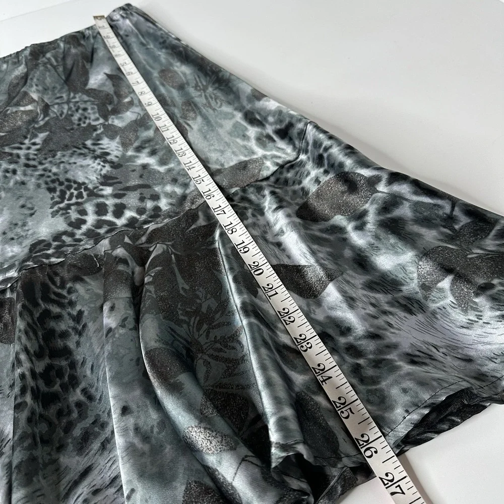 Signature By Robbie Bee Satin Skirt Animal‎ Print Asymmetrical Fairy Y2K Sz 12